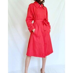 Vintage1960s Mod Red Rain Jacket, Misty Harbor Trench Coat, Marshall Fields, M